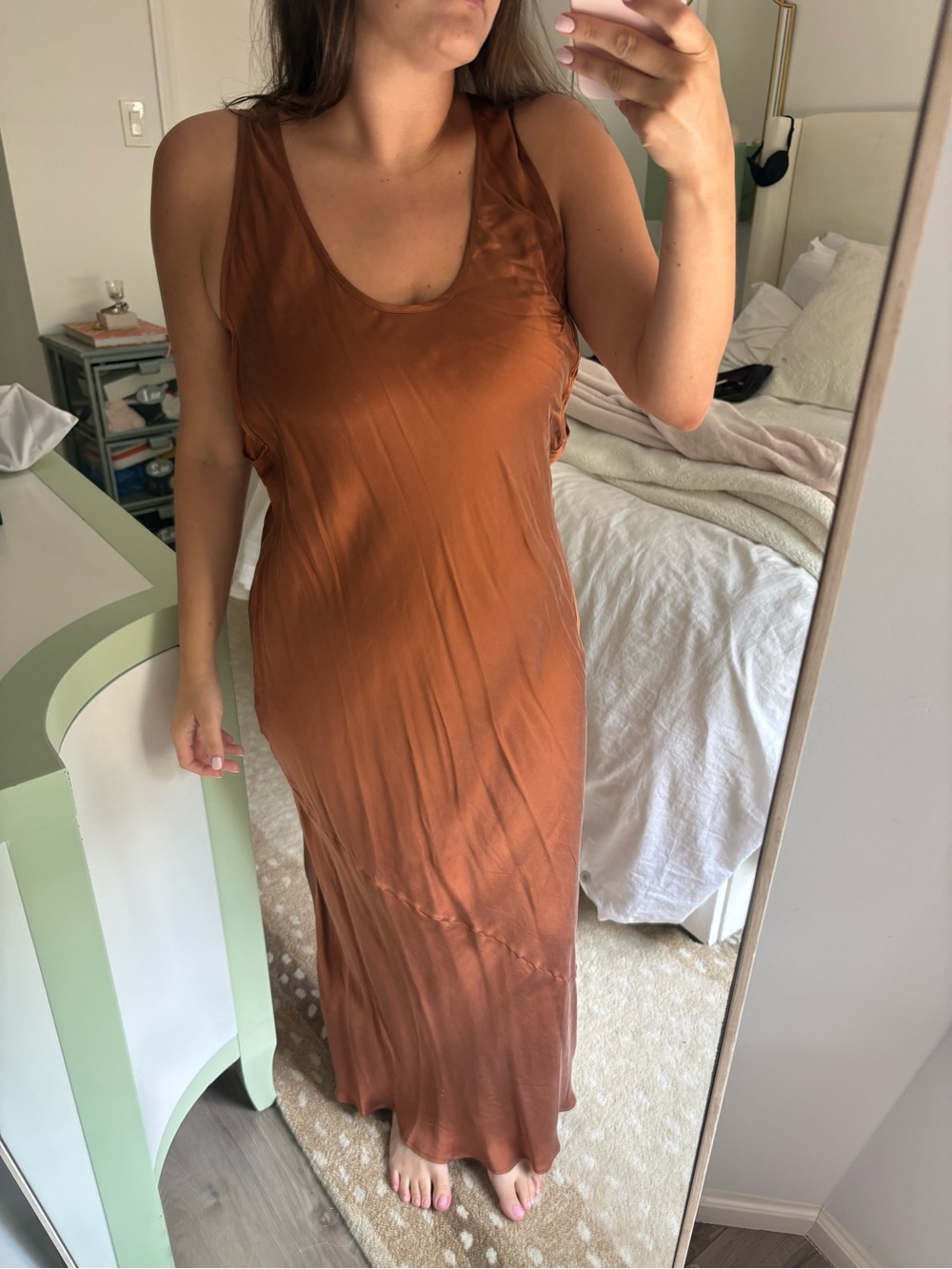 NWT DISSH Rust Satin Slip Maxi Dress - Picture 3 of 8